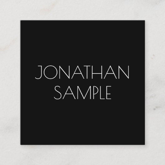 Zwarte en witte, moderne, eenvoudige Sjabloon Vierkante Visitekaartje (Voorkant)