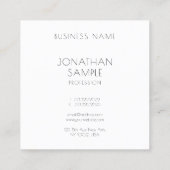 Zwarte en witte, moderne, eenvoudige Sjabloon Vierkante Visitekaartje (Achterkant)