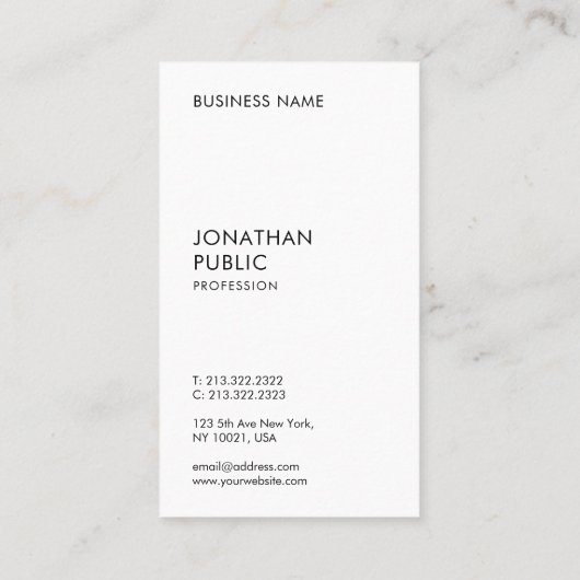 Zwarte en witte, moderne, eenvoudige Sjabloon Visitekaartje (Achterkant)