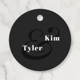 Zwarte en witte moderne elegante bruiloft bedankt bedankjes labels