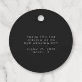 Zwarte en witte moderne elegante bruiloft bedankt bedankjes labels (Achterkant)