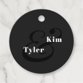 Zwarte en witte moderne elegante bruiloft bedankt bedankjes labels (Voorkant)