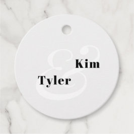 Zwarte en witte moderne elegante bruiloft bedankt bedankjes labels