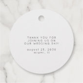 Zwarte en witte moderne elegante bruiloft bedankt bedankjes labels (Achterkant)