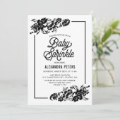 Zwarte en witte moderne Floral Accent Baby Kaart (Staand voorkant)