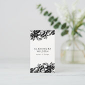 Zwarte en witte moderne Floral Accent Visitekaartje (Staand voorkant)