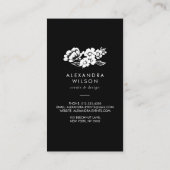 Zwarte en witte moderne Floral Accent Visitekaartje (Achterkant)