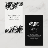 Zwarte en witte moderne Floral Accent Visitekaartje (Voorkant / Achterkant)