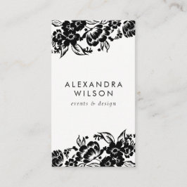 Zwarte en witte moderne Floral Accent Visitekaartje