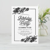 Zwarte en Witte moderne Floral Accenten van afgelo Kaart (Staand voorkant)