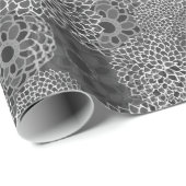 Zwarte en witte moderne Floral Cadeaupapier (Rol Hoek)