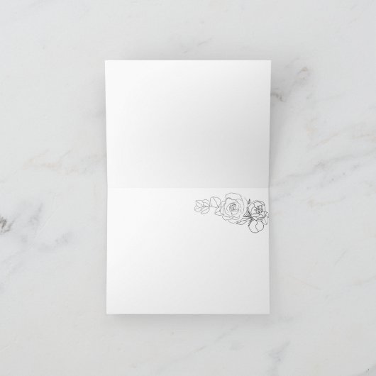 Zwarte en witte moderne Floral Hartelijk dank Bedankkaart (Binnen)