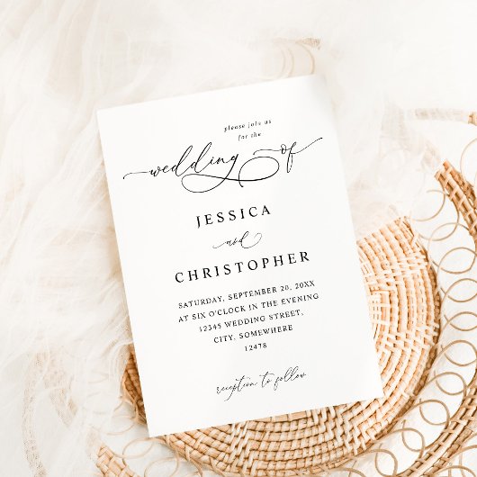 Zwarte en witte moderne kalligrafie 3 Weddenschap Kaart