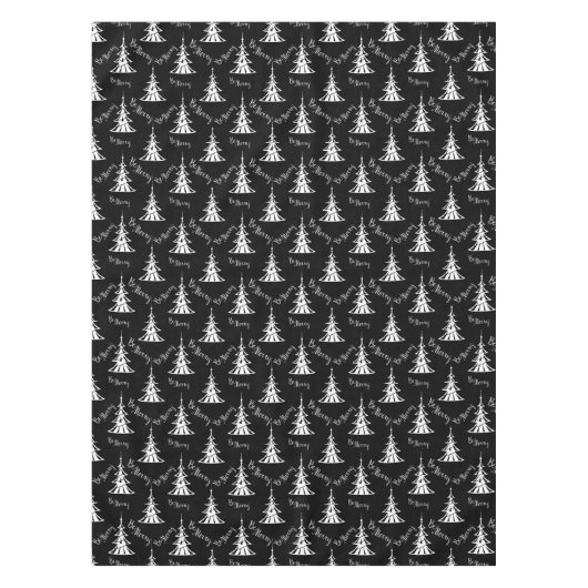 Zwarte en witte moderne kerstbomen tafelkleed (Voorkant)