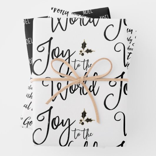 Zwarte en witte moderne Kerstmis Inpakpapier Vel (In situ)