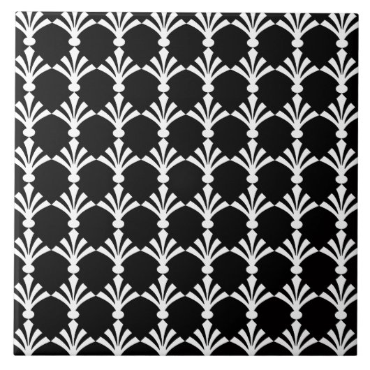Zwarte en witte moderne kunst Deco Trivet Tegeltje (Voorkant)