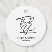 Zwarte en witte moderne legance bruiloft Dank je Bedankjes Labels (Voorkant)
