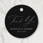 Zwarte en witte moderne legance bruiloft Dank je Bedankjes Labels (Voorkant)