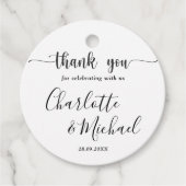 Zwarte en witte moderne legance bruiloft Dank je Bedankjes Labels (Voorkant)