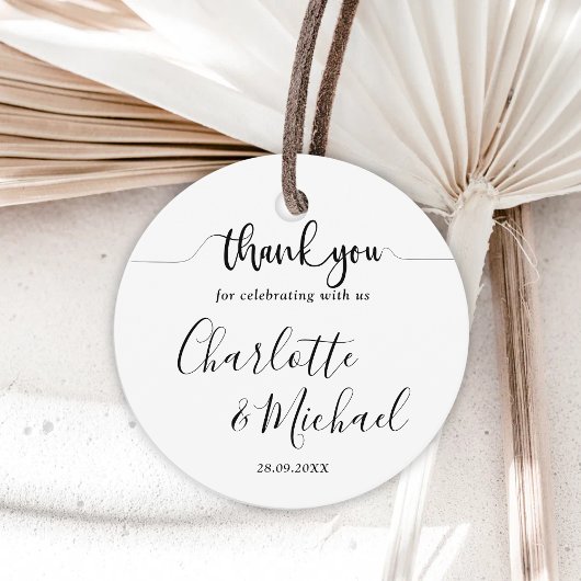 Zwarte en witte moderne legance bruiloft Dank je Bedankjes Labels