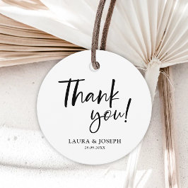 Zwarte en witte moderne legance bruiloft Dank je Bedankjes Labels