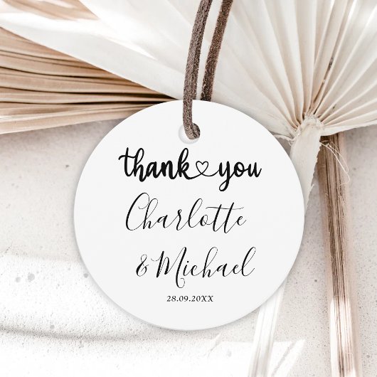 Zwarte en witte moderne legance bruiloft Dank je Bedankjes Labels