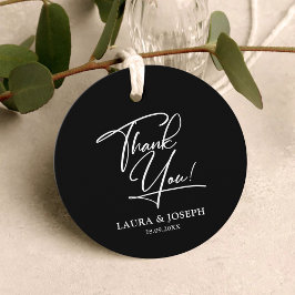 Zwarte en witte moderne legance bruiloft Dank je Bedankjes Labels