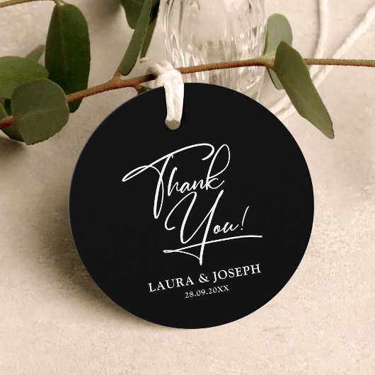 Zwarte en witte moderne legance bruiloft Dank je Bedankjes Labels
