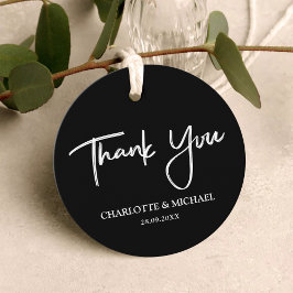 Zwarte en witte moderne legance bruiloft Dank je Bedankjes Labels