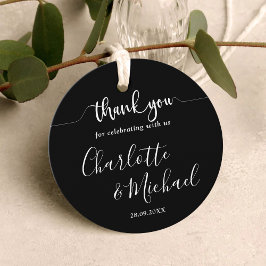 Zwarte en witte moderne legance bruiloft Dank je Bedankjes Labels