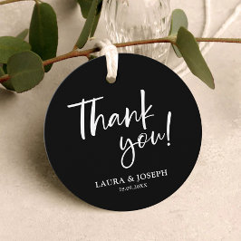 Zwarte en witte moderne legance bruiloft Dank je Bedankjes Labels