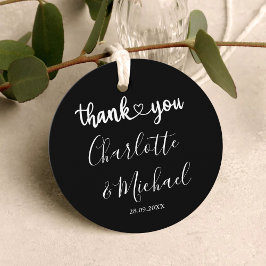 Zwarte en witte moderne legance bruiloft Dank je Bedankjes Labels