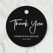 Zwarte en witte moderne legance bruiloft Dank je Bedankjes Labels (Voorkant)