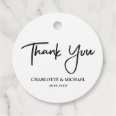 Zwarte en witte moderne legance bruiloft Dank je Bedankjes Labels (Voorkant)
