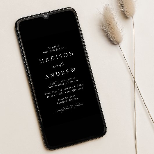 Zwarte en witte moderne legance bruiloft kaart