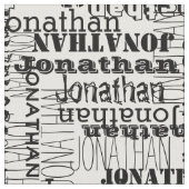 Zwarte en Witte Moderne Naam Collage Stof (Close Up)