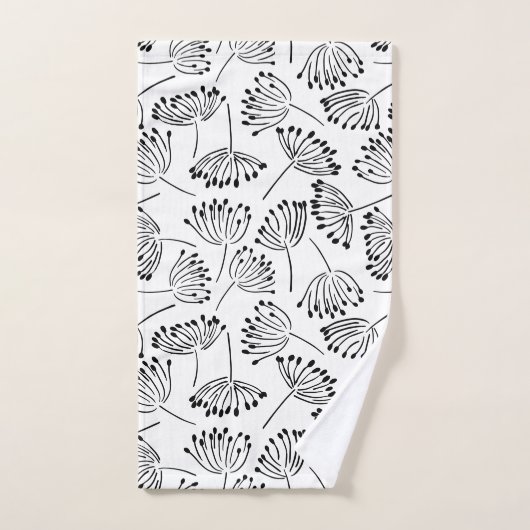 Zwarte en witte moderne naam Floral Dandelion Bad Handdoek (Handdoek)
