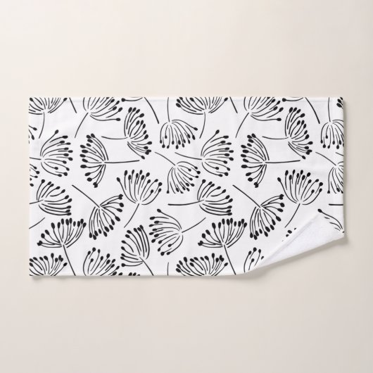 Zwarte en witte moderne naam Floral Dandelion Bad Handdoek (Handdoek)