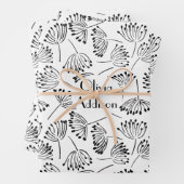 Zwarte en witte moderne naam Floral Dandelion Inpakpapier Vel (In situ)