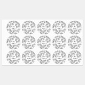 Zwarte en witte moderne naam Floral Dandelion Labels (Vel)