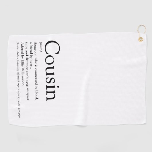 Zwarte en witte moderne neef-definitie golfhanddoek (Horizontaal)