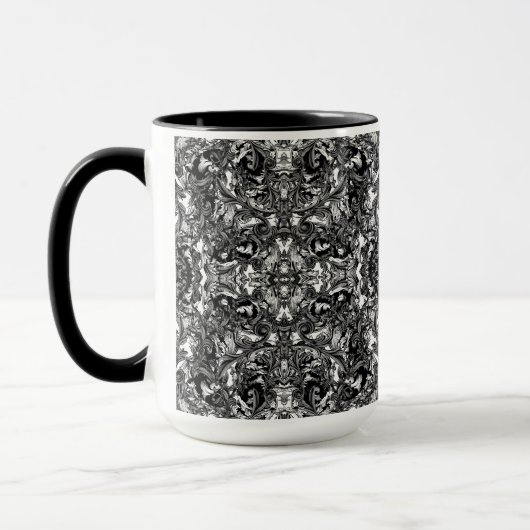 ZWARTE EN WITTE MODERNE ORNAMENTAAL MOK (Links)