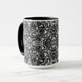 ZWARTE EN WITTE MODERNE ORNAMENTAAL MOK (Voorkant links)