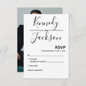 Zwarte en witte moderne RSVP-weddenschap RSVP Kaartje (Voorkant / Achterkant)