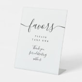 Zwarte en witte moderne script tafelgunsten reclamebord met voetstuk (Voorkant)