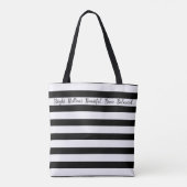 Zwarte en witte moderne streep tote bag (Achterkant)