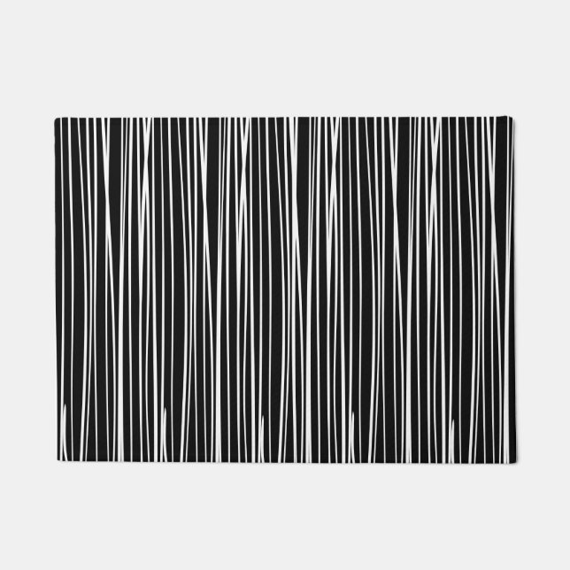 Zwarte en witte moderne strepen deurmat (Voorkant)