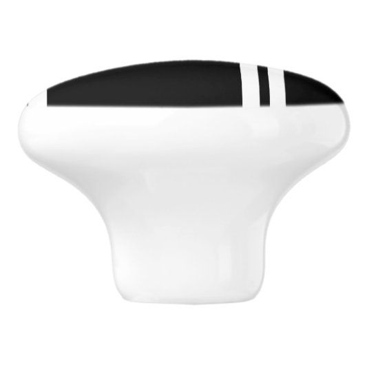Zwarte en witte moderne strepen keramische knop (Zijkant)
