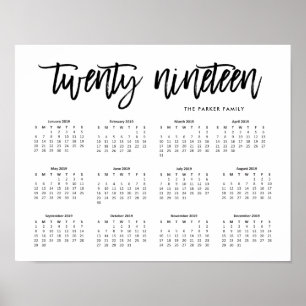Zwarte en Witte Moderne Typografie 2019 Agenda Poster