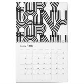Zwarte en witte moderne typografie kalender (Jan 2026)